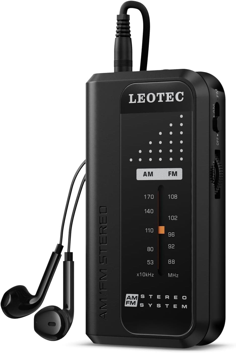 Portable Radio AM Fm,Small Pocket Radios,Stereo Sound with Earphones,2 AAA Batte