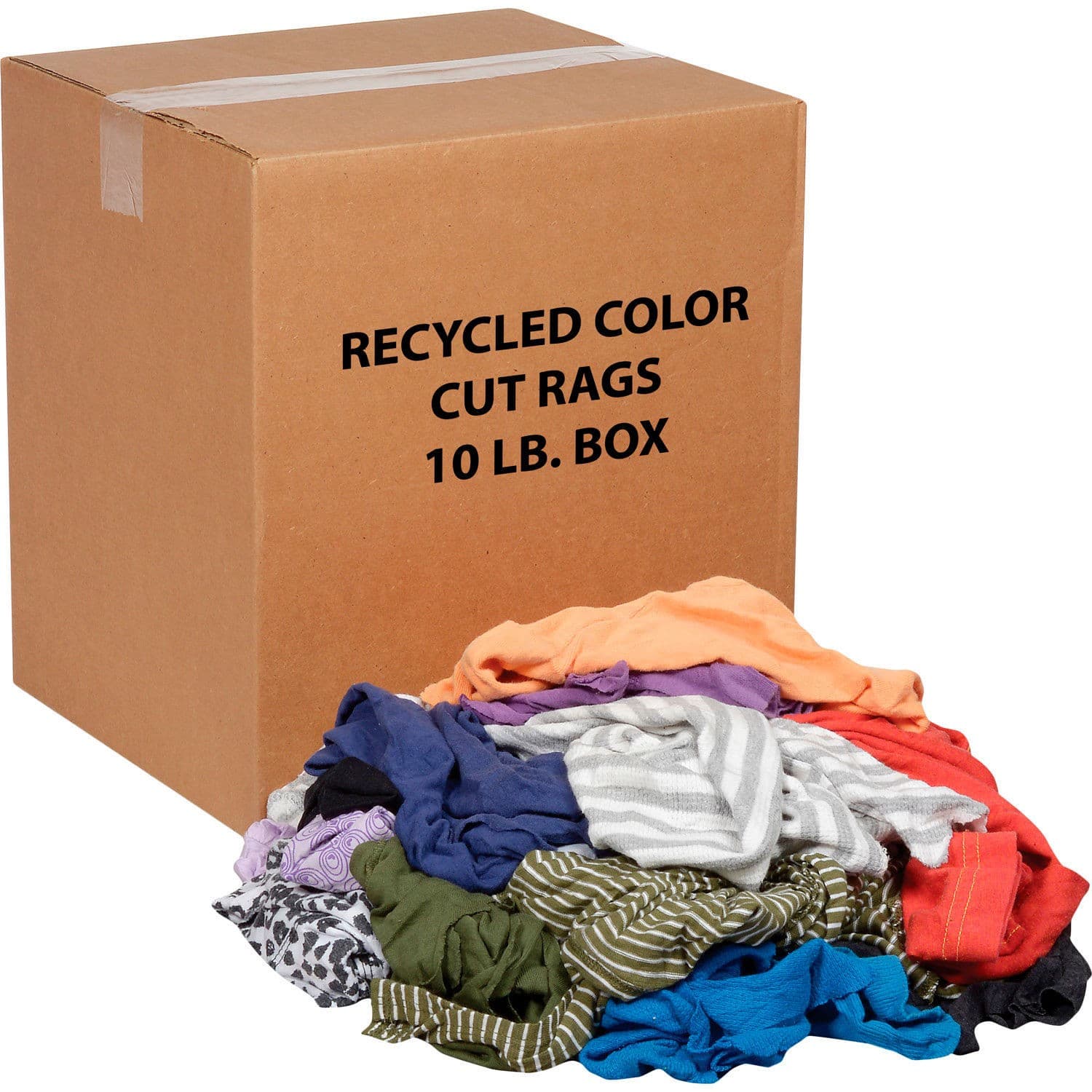 Global Industrial 10 Lb. Box Recycled Cut Rags Mixed Colors