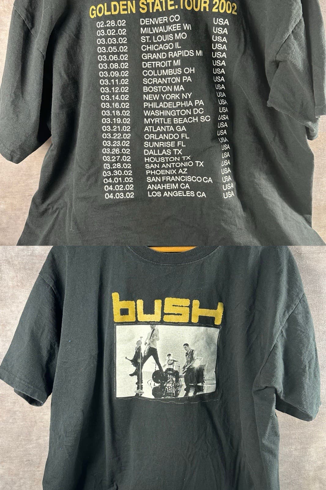 VTG Y2K BUSH GOLDEN STATE TOUR 2002 TEE SHIRT VINTAGE SIZE 2X XXL