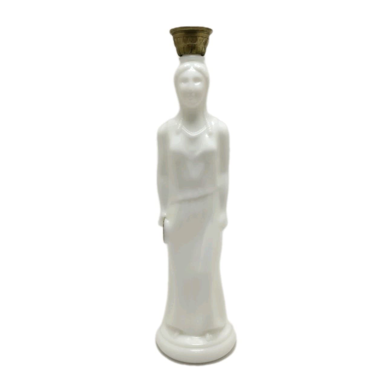 Vtg '69 Avon Milk Glass Bottle Greek Goddess Athena 11" Tall Skin So Soft Bath