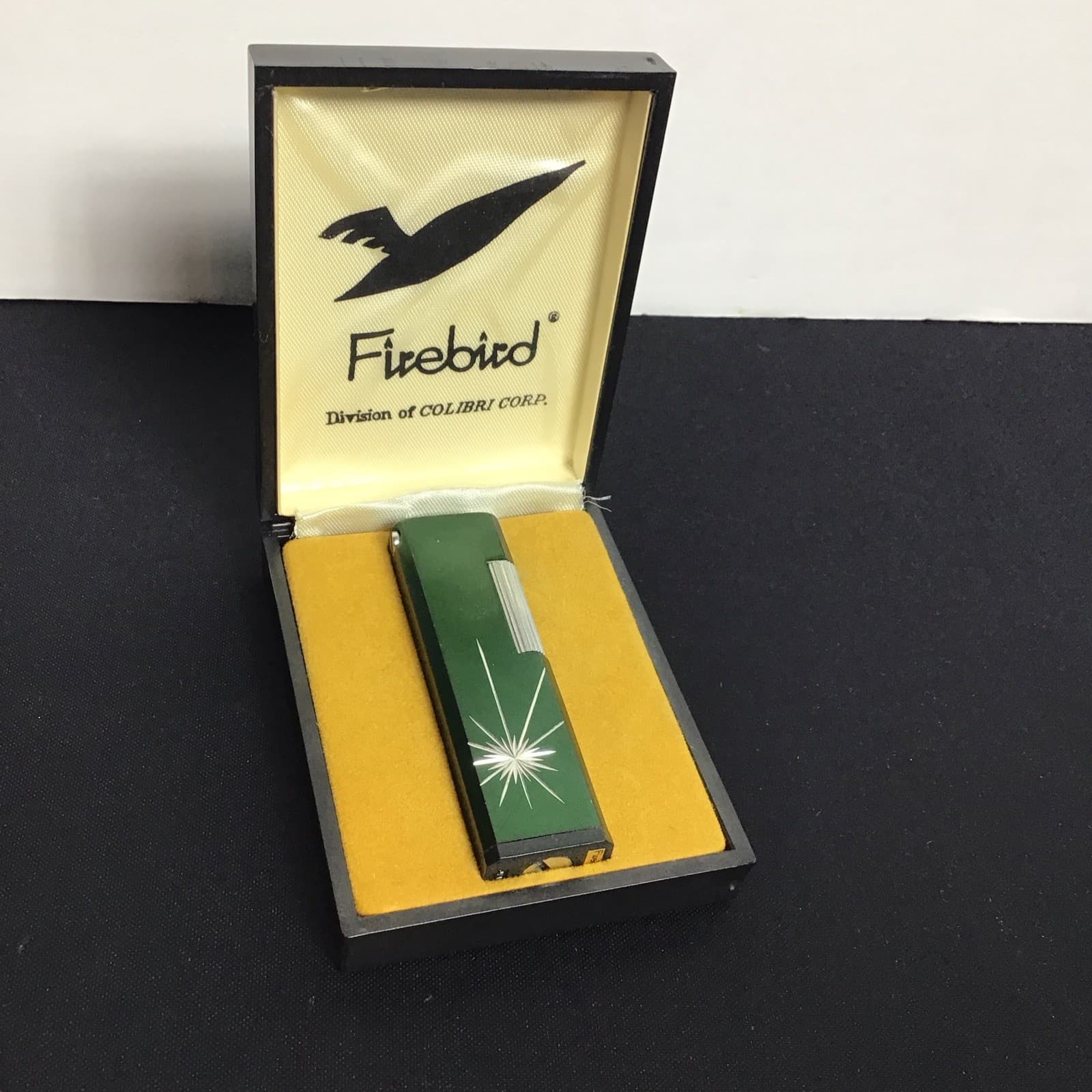 VTG Firebird Division Of Colibri CORP. Cigarette Lighter Green in box JAPAN