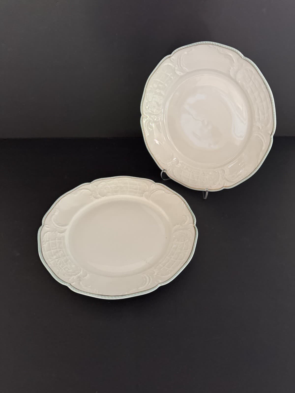 2 Rosenthal Continental Sanssouci Seafoam Green & Gold Trim 8" Salad Plates