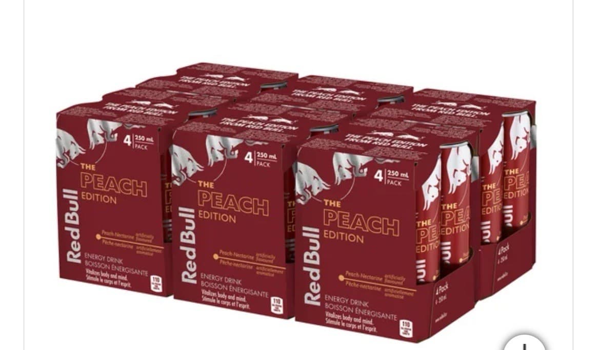 Red Bull Peach Nectarine Energy Drink, 8.4 Fl Oz, 24 Cans Discontinued BB Apr26