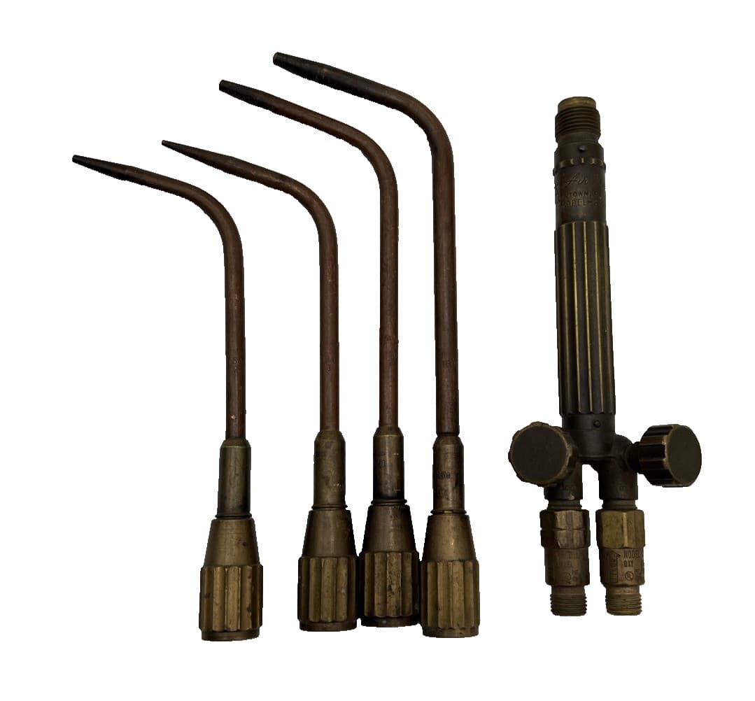 Lot of 5 Ox-Acetylene Torch Tips & Cutting Torch Head Oxy, Air Products PARTS