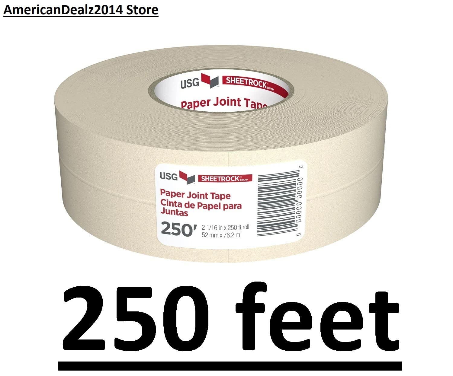 USG Sheetrock 2-1/16 in. x 250 ft. Paper Drywall Joint Tape Taping Tools White