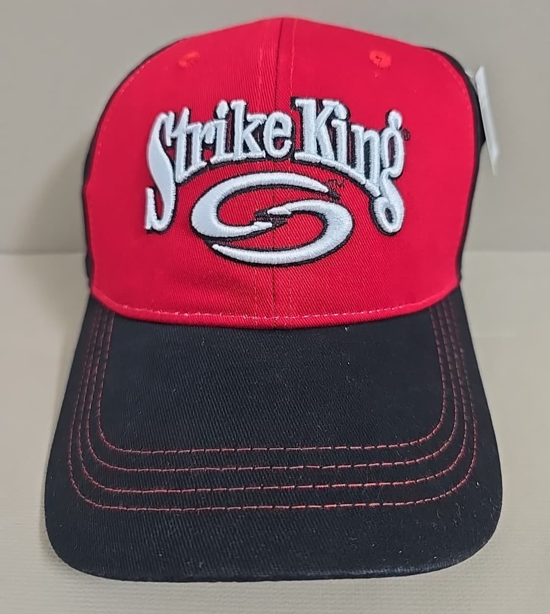STRIKE KING White Logo Fishing Cap Red & Black Trucker's Hat NWT