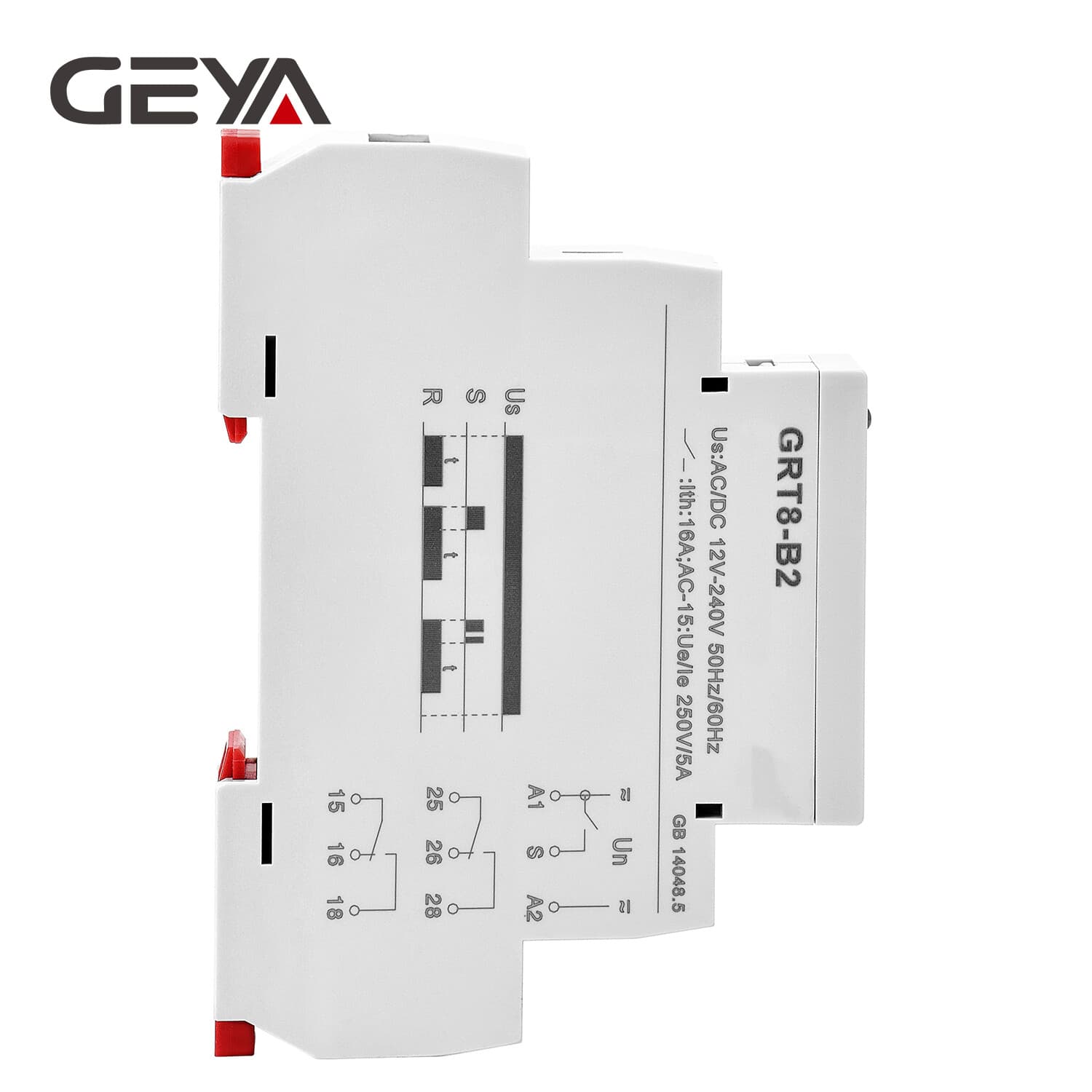 GEYA On Delay Off Delay Timer Relay Time Delay Relay AC/DC12V-240V 16A Din Rail