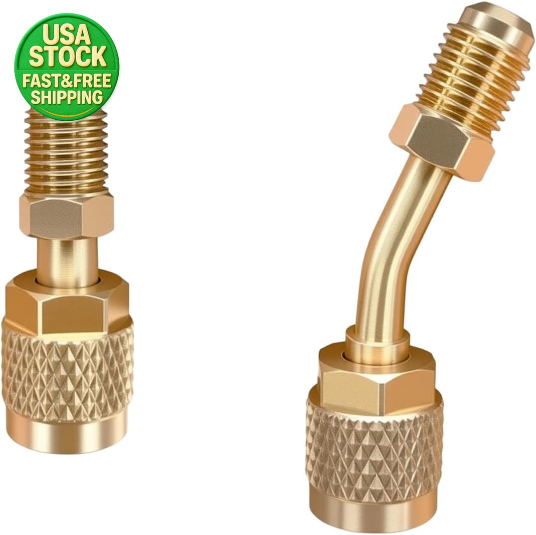 R410A Adapter 5/16 SAE Female to 1/4 Male Flare Straight Angled HVAC Fitting