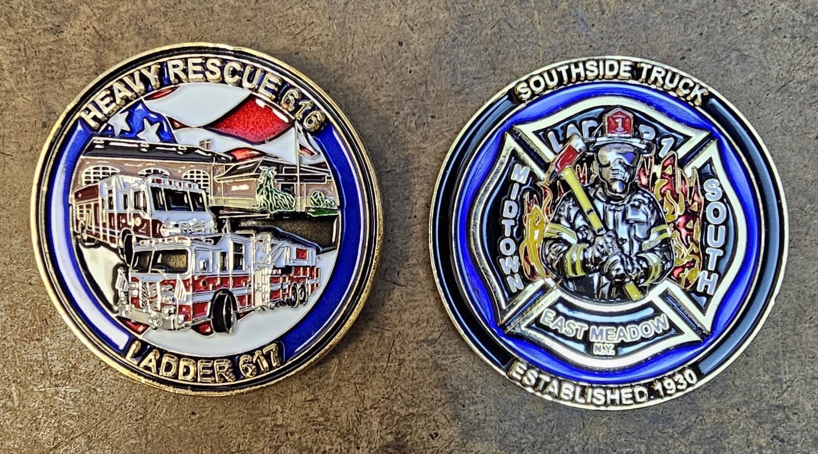 Fire Dept Challenge Coin - East Meadow Fire - Ladder Co. 1 - Long Island