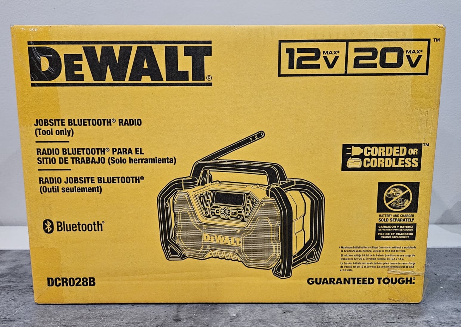 NEW DeWALT Portable Cordless Bluetooth Jobsite Radio DCR028B - Tool Only