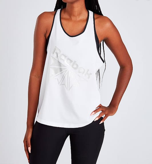 Reebok Classics Starcrest Graphic TankTop Womens Small Large Logo White NWT