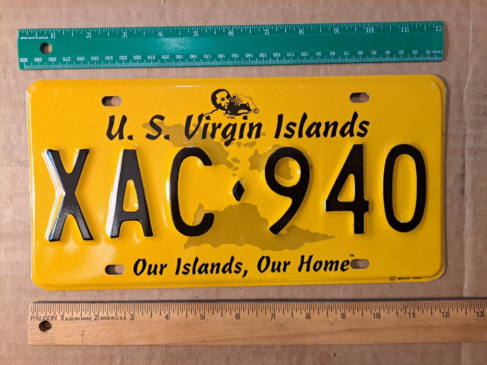 License Plate, U.S. Virgin Islands 1999 Native Blowing Shell, Passenger, XAC 940