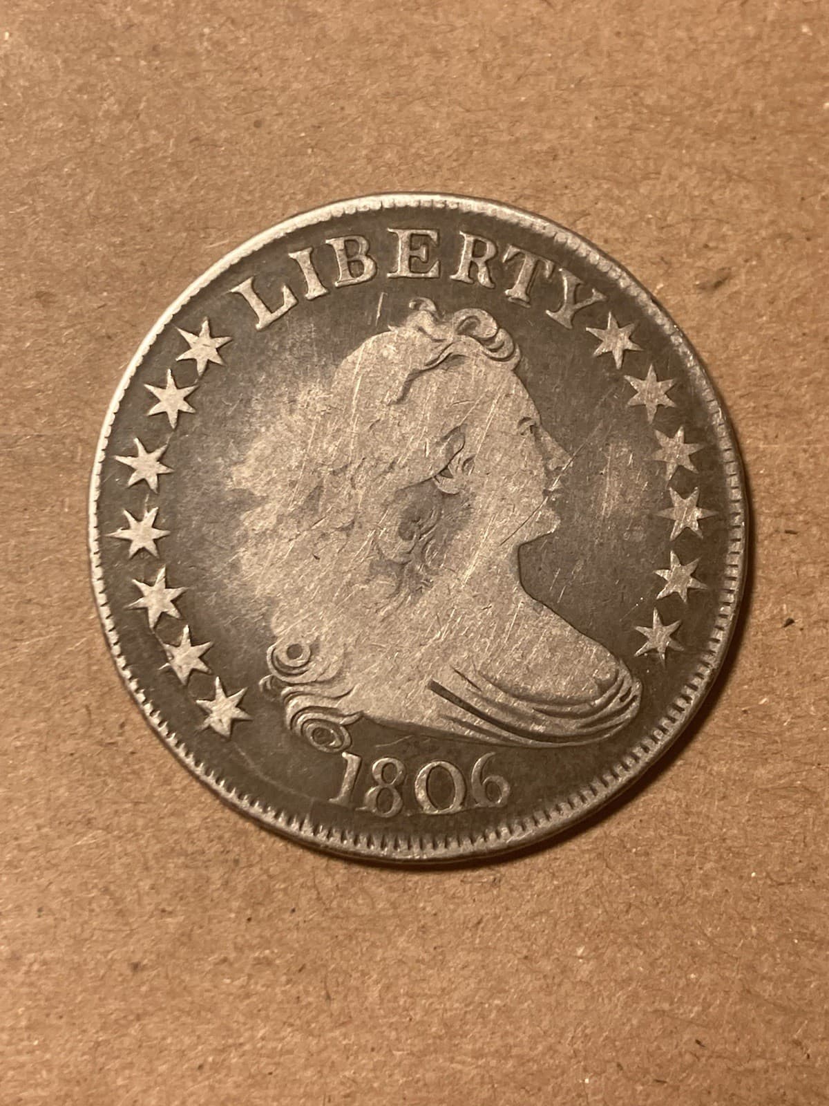 1806 Draped Bust Half Dollar - Pointed 6 Stem - As Shown! (#1759)