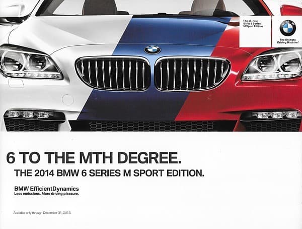 2014 BMW 6-SERIES M SPORT EDITION sales brochure folder 14 US 640i 650i