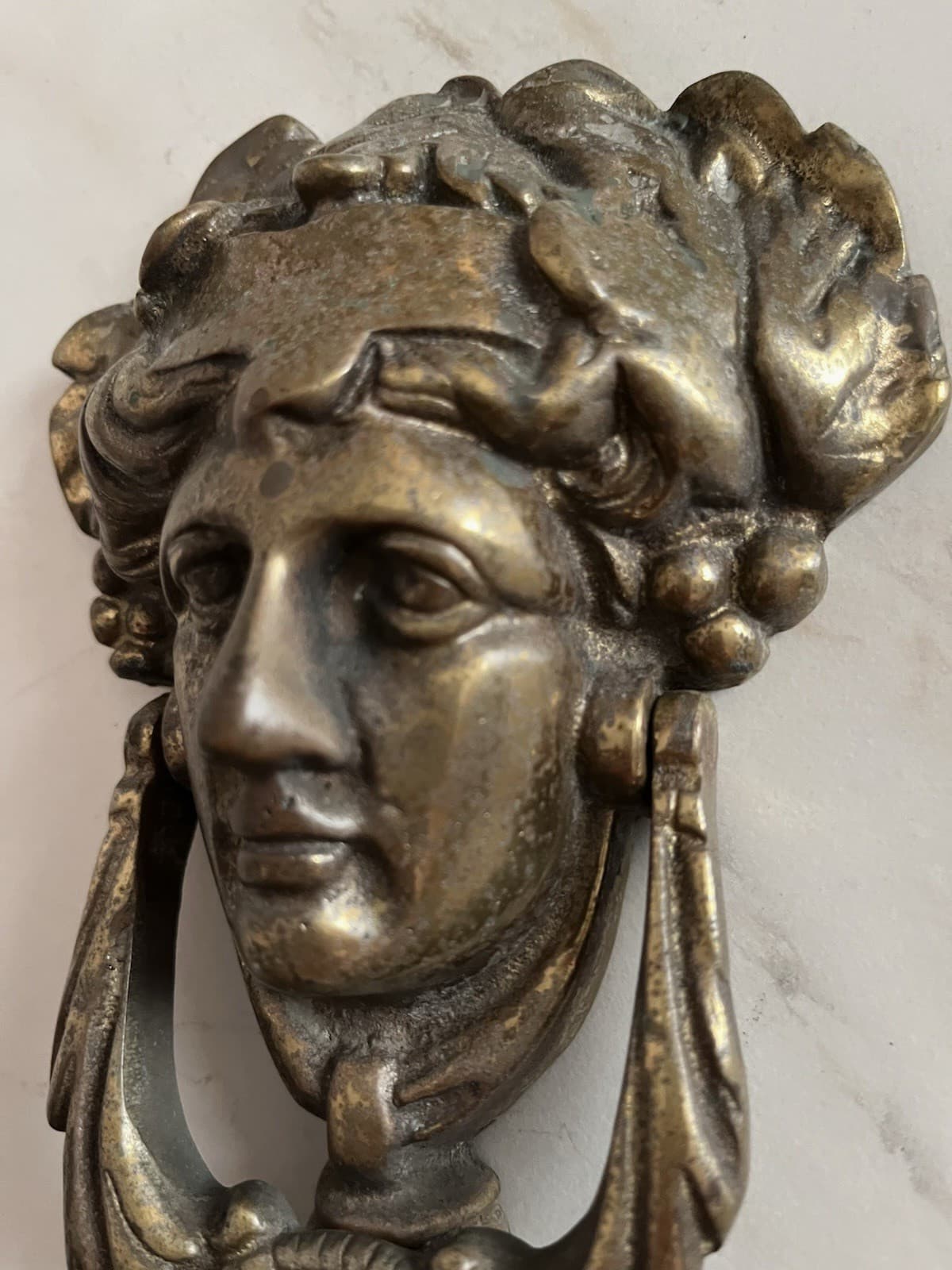 ANTIQUE c.1915 VICTORIAN FACE OF APOLLO ARCHITECTURAL SALVAGE DOORKNOCKER