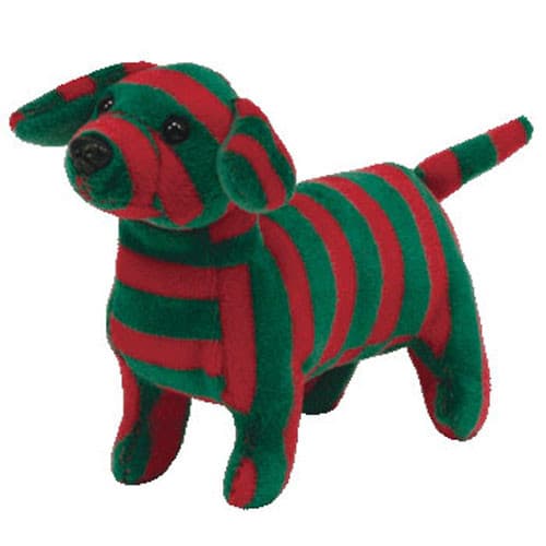 TY Holiday Baby Beanie - STRIPES the Dog (4 inch) - MWMTs Ornament Holiday Toy