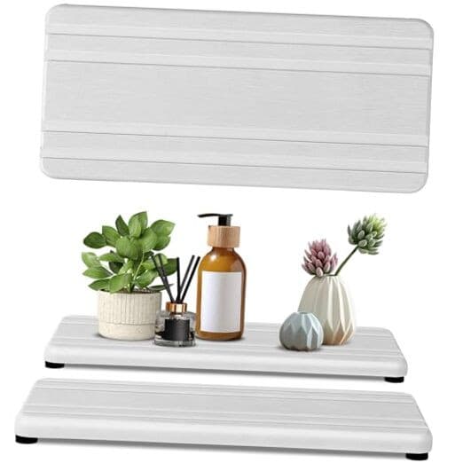 2PCS Water Absorbing Stone Tray,Quick Drying Stone Sink Tray,Water Absorbent