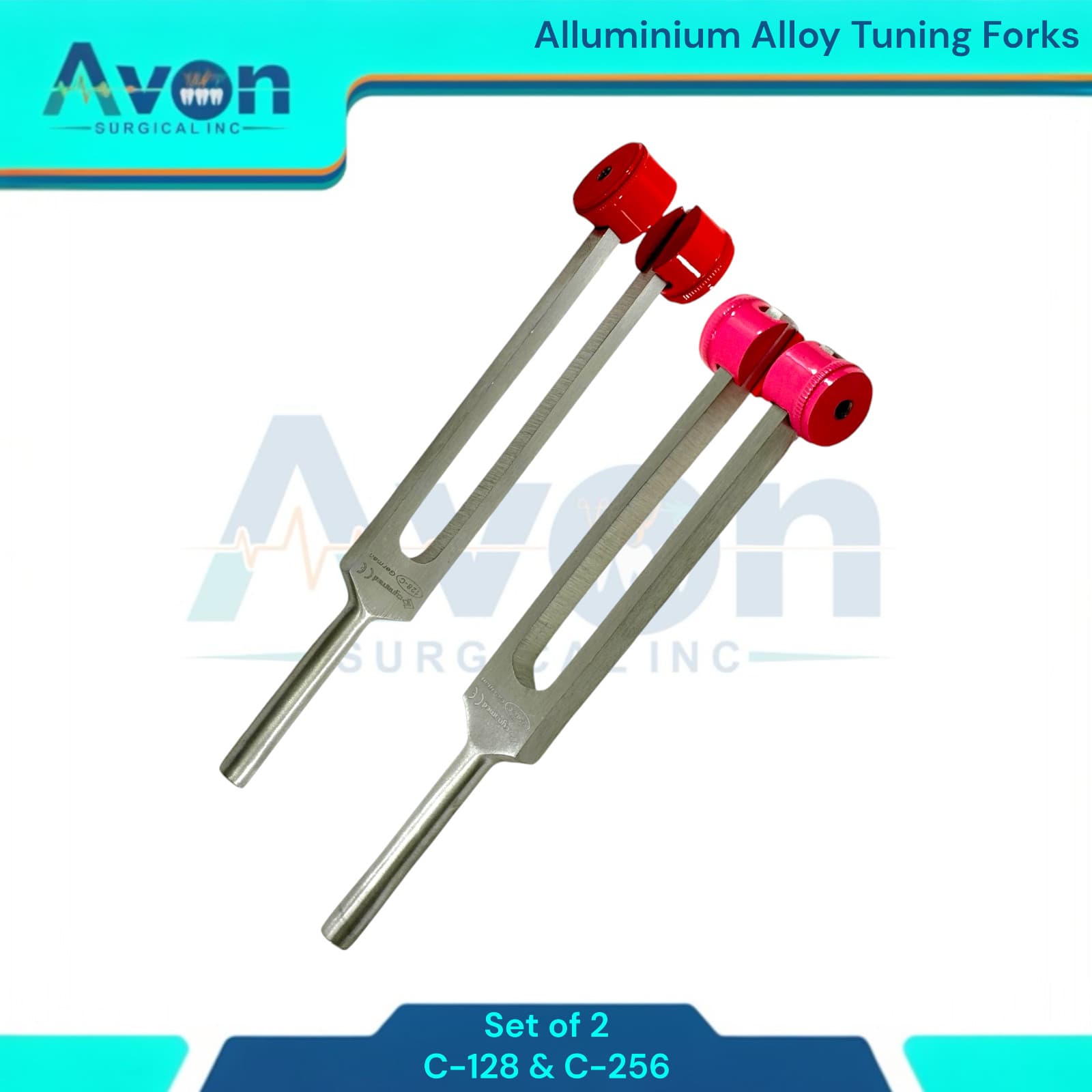 Set of 2 Sensory Tuning Forks with Weights C-128 + C-256- Healing Sound Therapy