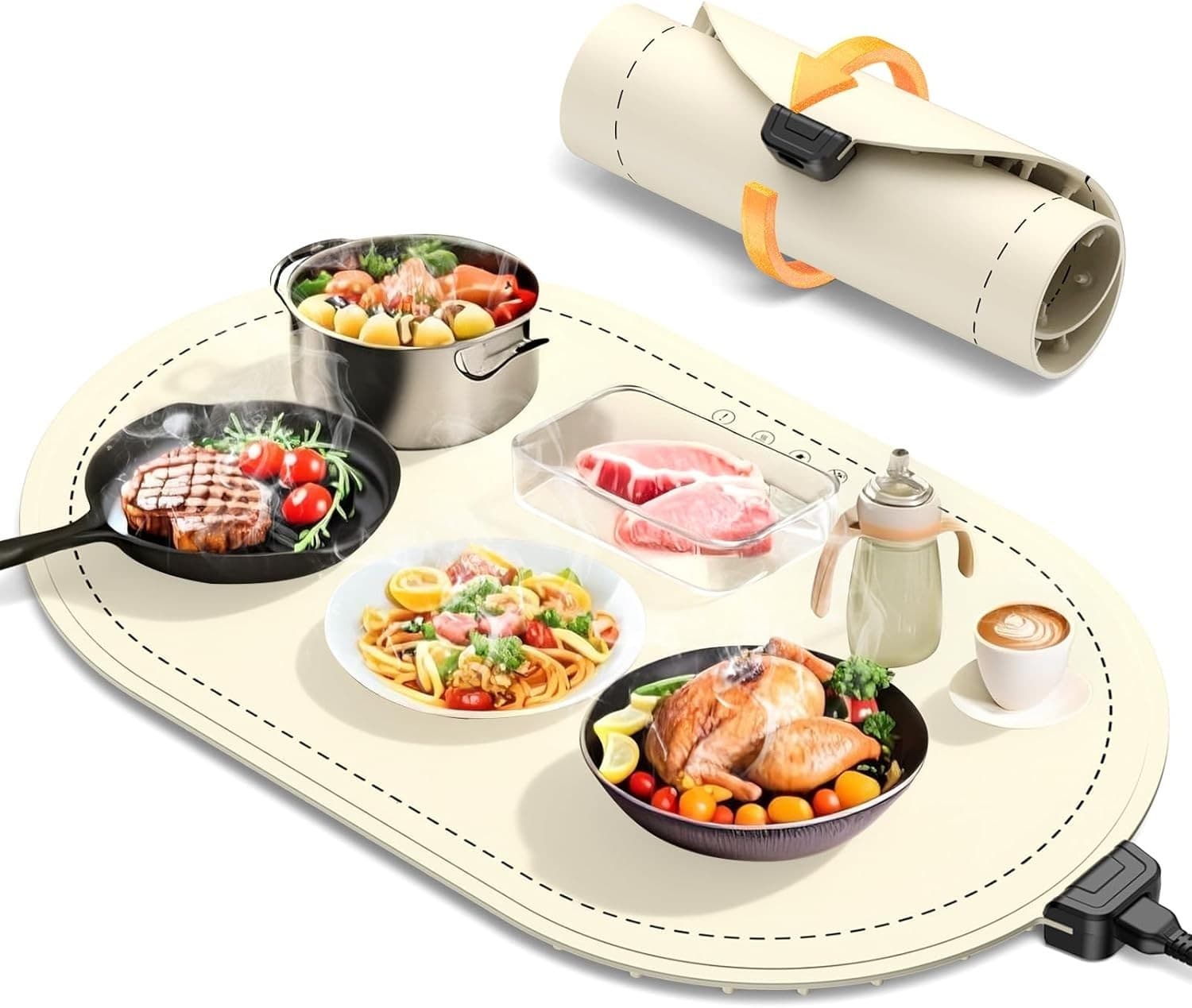 Warming Mat for Food, Food Warming Mat with Heat Insulation Pad, Fast Full-Surfa