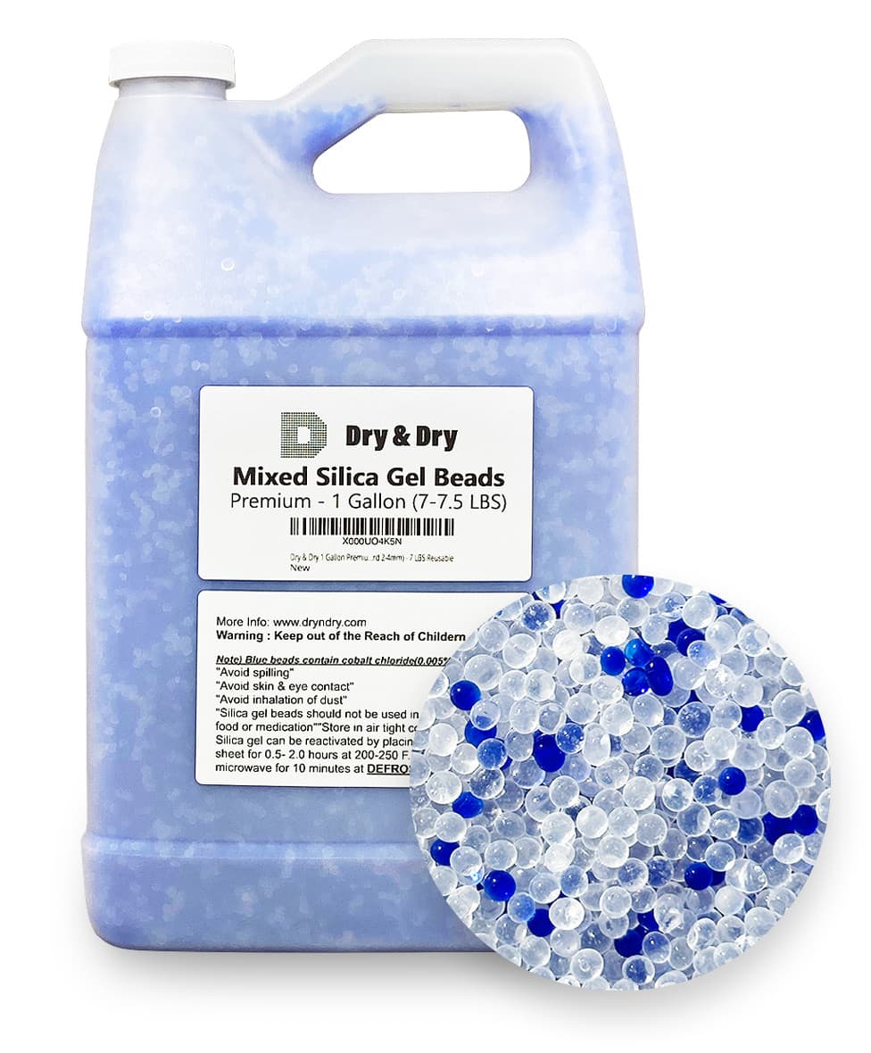 1 Gallon (7 LBS) "Dry & Dry" High Quality Mixed Silica Gel Desiccant Beads