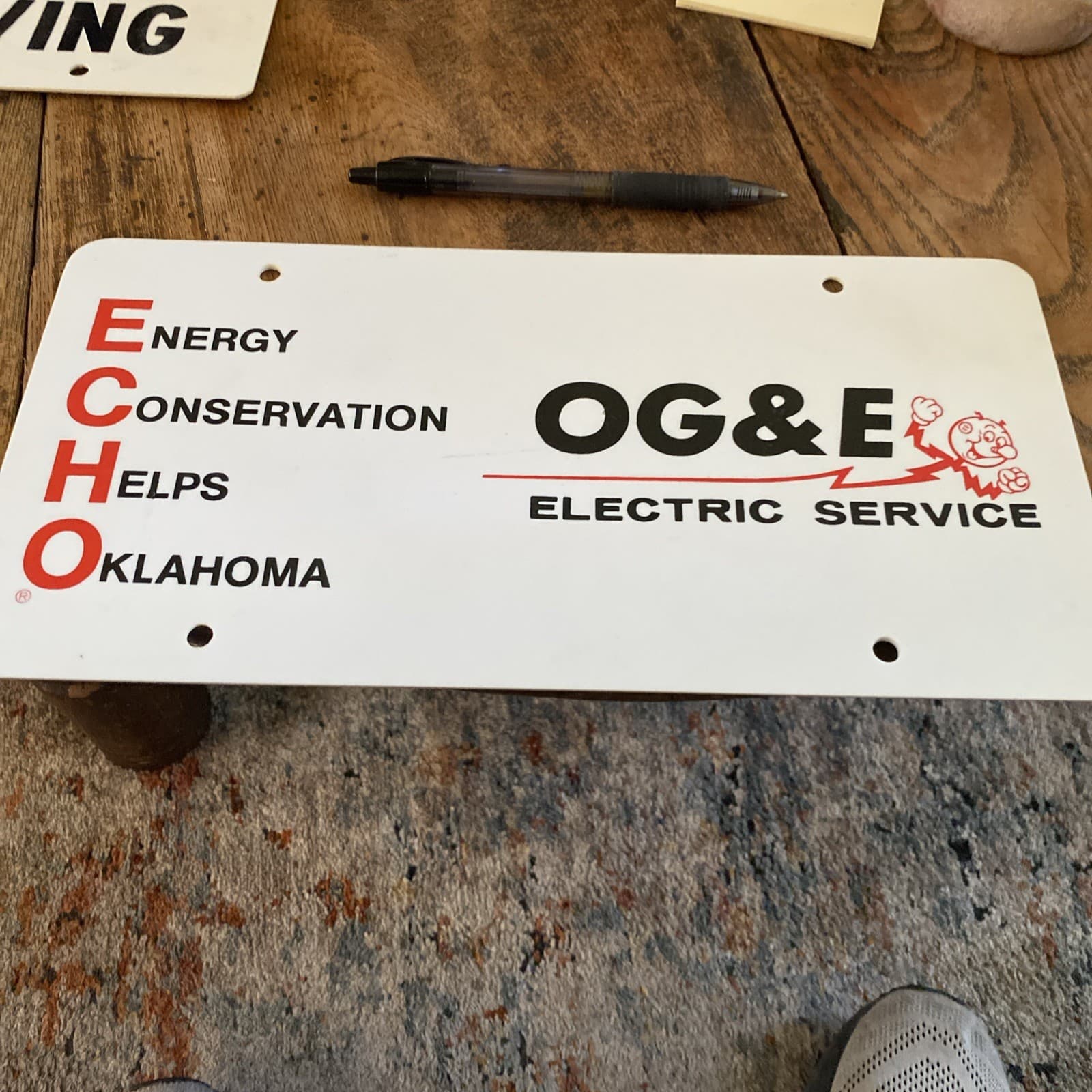 Rare Vintage Oklahoma Gas And Electric Echo Car Tag