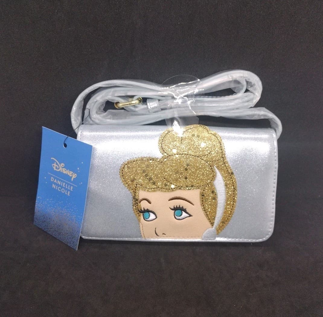 Disney Cinderella Phone Crossbody Bag Purse Danielle Nicole Blue glitter