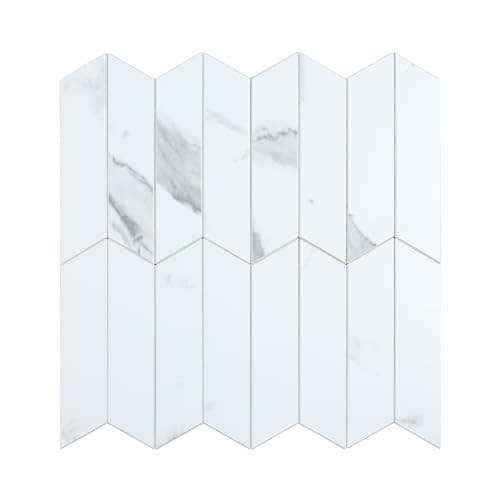 Arrow Tiles Peel and Stick Backsplash for Kitchen, Self 6 Marble White Arrow