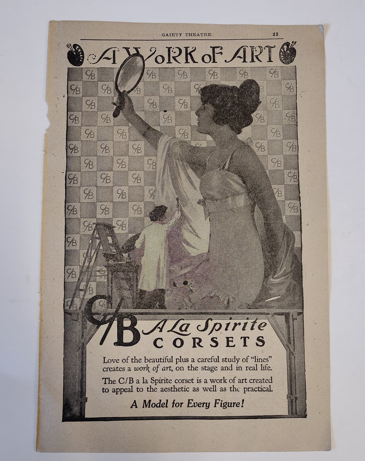 Original Antique 1908 C/B Corsets A La Spirite Print Ad A Work of Art NY