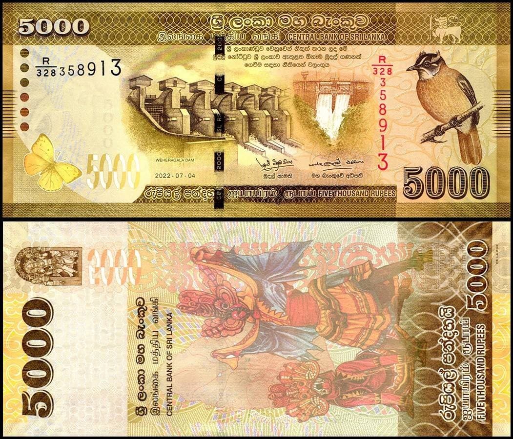 Sri Lanka 5000 Rupees, 2022, P-128j, UNC