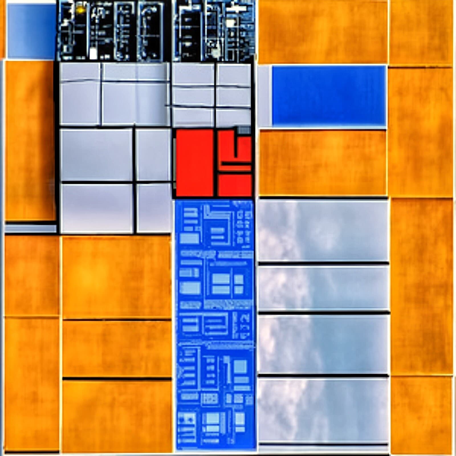 Blockchain City Blding 3 - NFT #1 of 1 - Generative Abstract Piet Mondrian Art