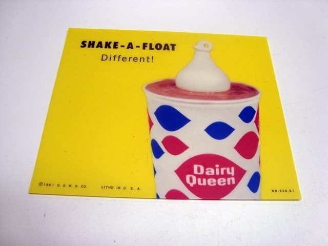 Circa 1961 Dairy Queen, DQ Lighted Sign Insert, SHAKE-A-FLOAT, Yellow Version