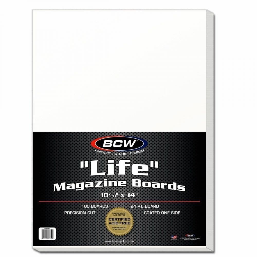 (100 Pack) BCW Life Magazine Boards - Acid Free - Archival Quality Backing Board