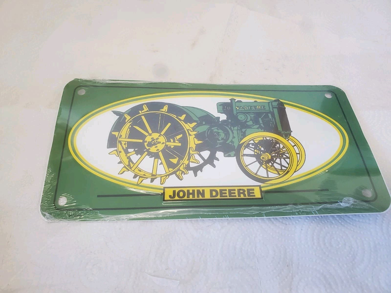 Metal License Plate John Deere Steel Wheeled Tractor Farm Decor