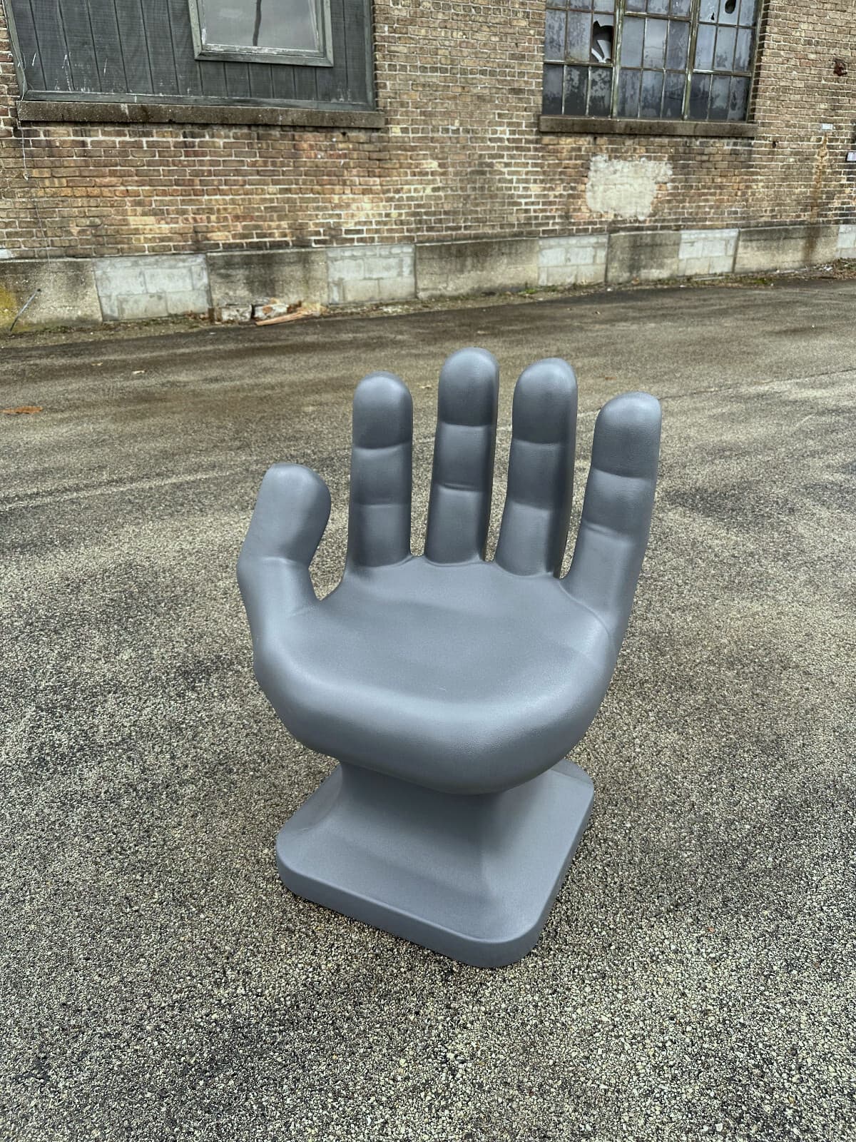 Dark Gray left HAND SHAPED CHAIR 32" tall adult size 70's Retro iCarly NEW