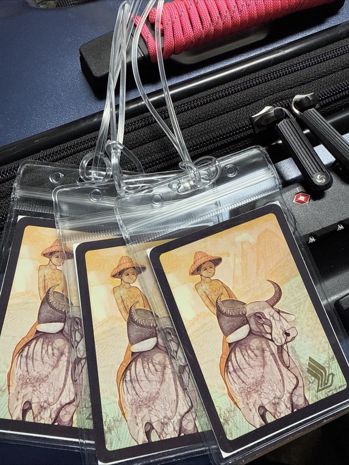 ( 3 ) Singapore SQ Airlines Luggage Tag Playing Cards Taipei Zebu Seah Kim Joo