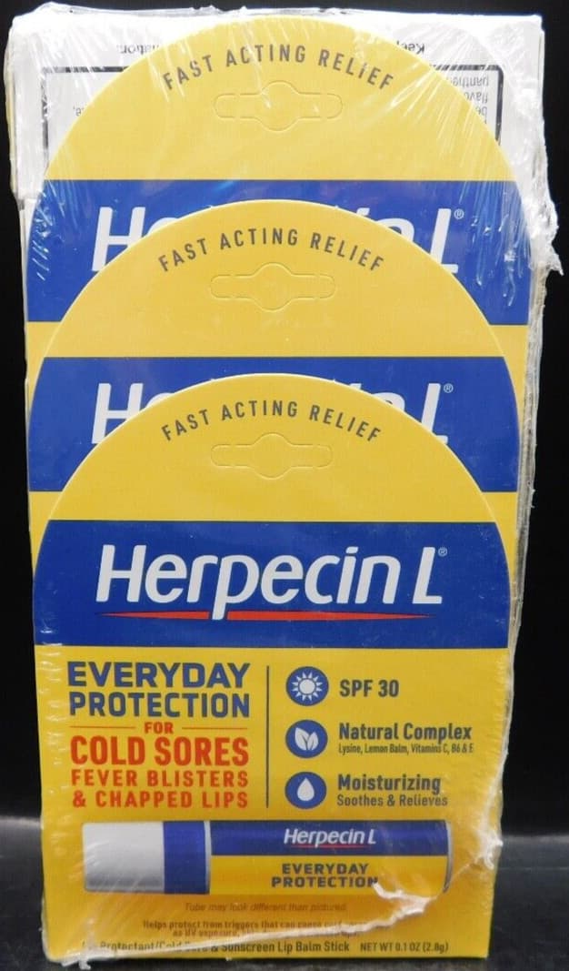 6 Pk Herpecin L Lip Protectant/Cold Sore Lip Balm Stick 0.1oz Ea Exp: 11/26 New