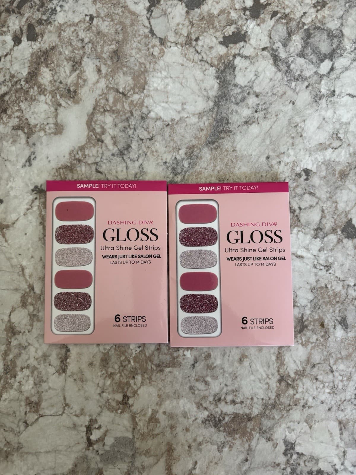 Dashing Diva Gloss Ultra Shine Gel Strips 2 Sample Packs With 6 Strips New