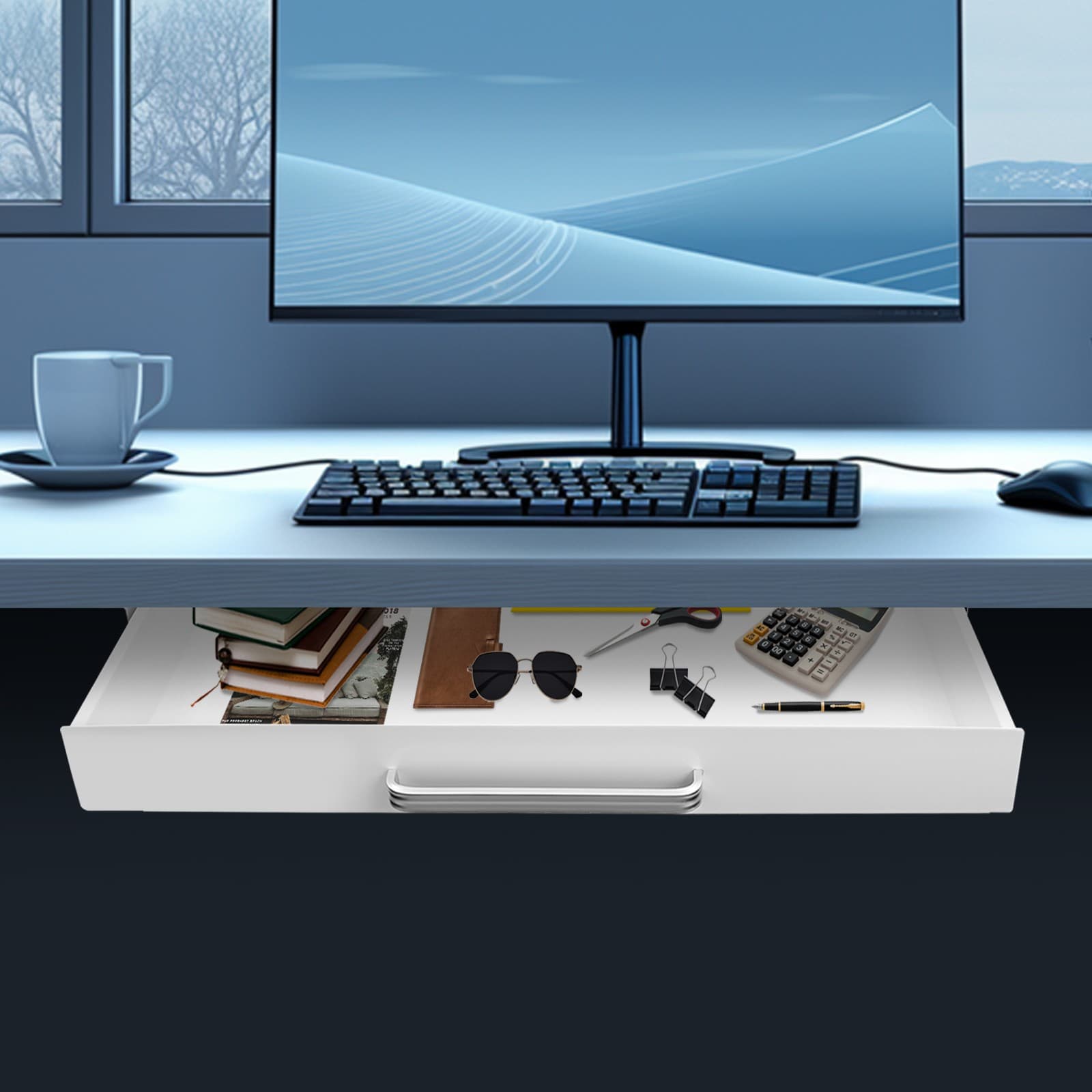 21.5*10.2*2.1inch Drawer Storage Organizer, Iron Pull-out Drawer Modern