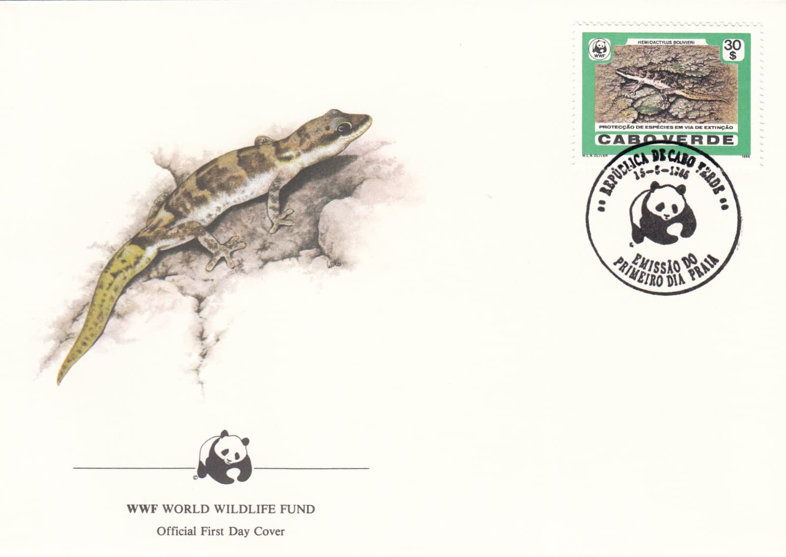 (141084) Reptiles Lizards WWF Cape Verde FDC #4 1986