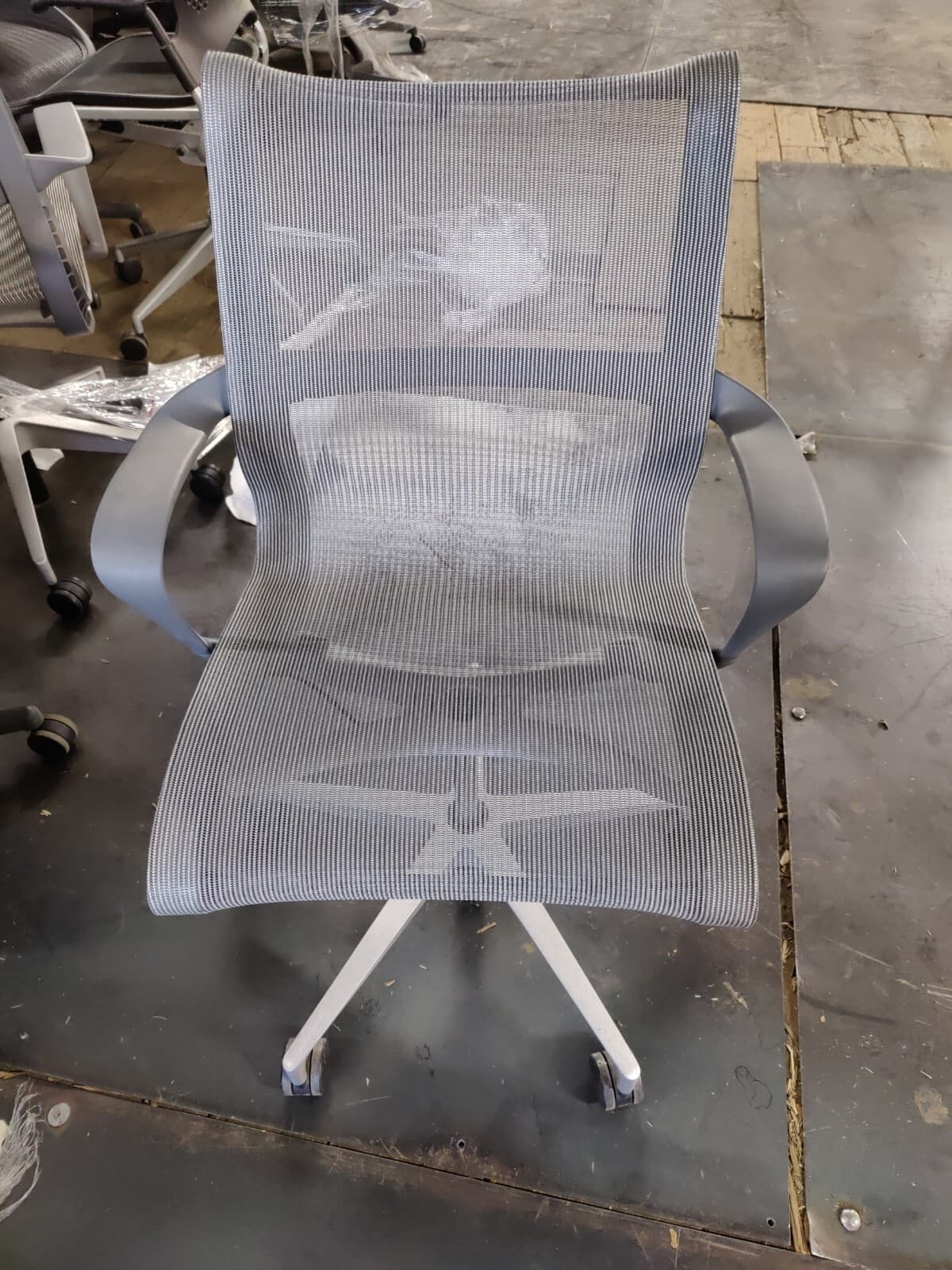 Light grey Herman Miller Setu Grey Office mesh desk chair