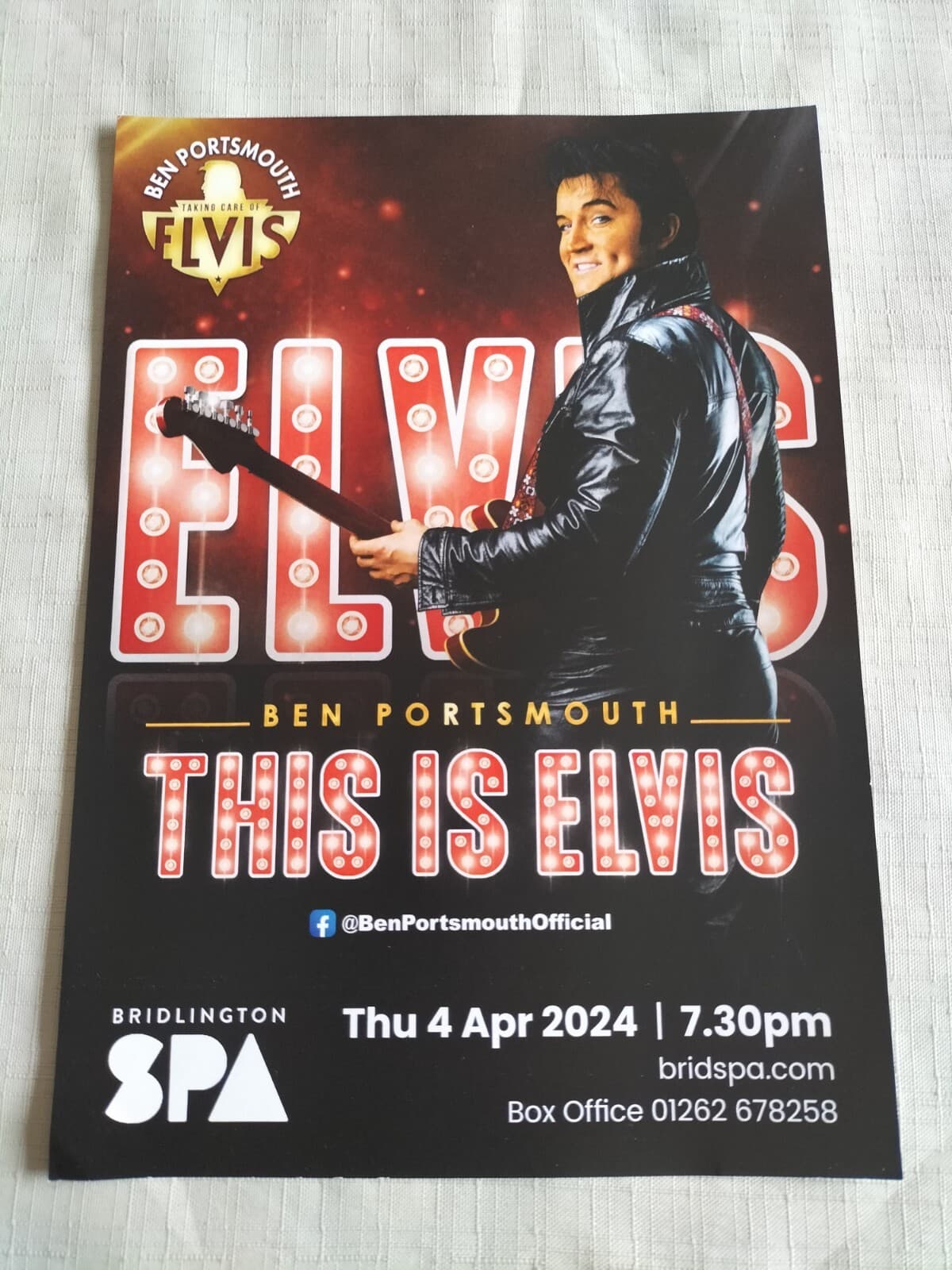 2024 THIS IS ELVIS Ben Portsmouth Bridlington Spa Flyer - Elvis Presley