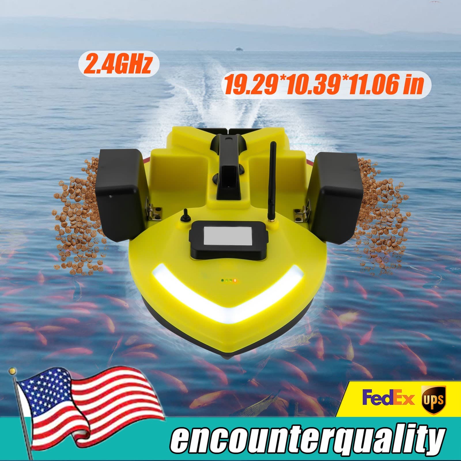 500m RC Fishing Bait Boat GPS 4 Hours Control Time 12000mAh Cruise Control