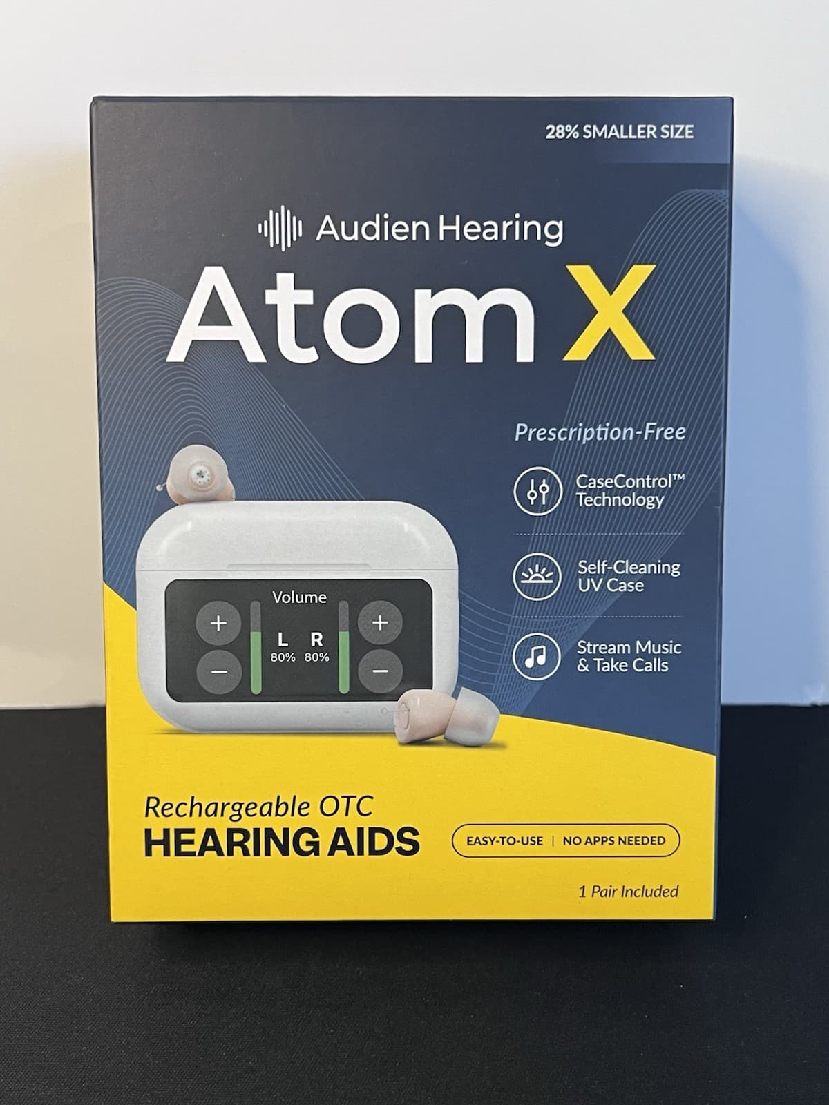 AUDIEN HEARING ATOM X RECHARGEABLE OTC HEARING AIDS BRAND NEW BLUETOOTH (0880)