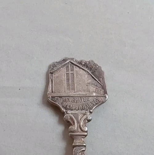 Silver Plated Collectors Spoon Federated Church Of Harvey 3.5 Inches Long