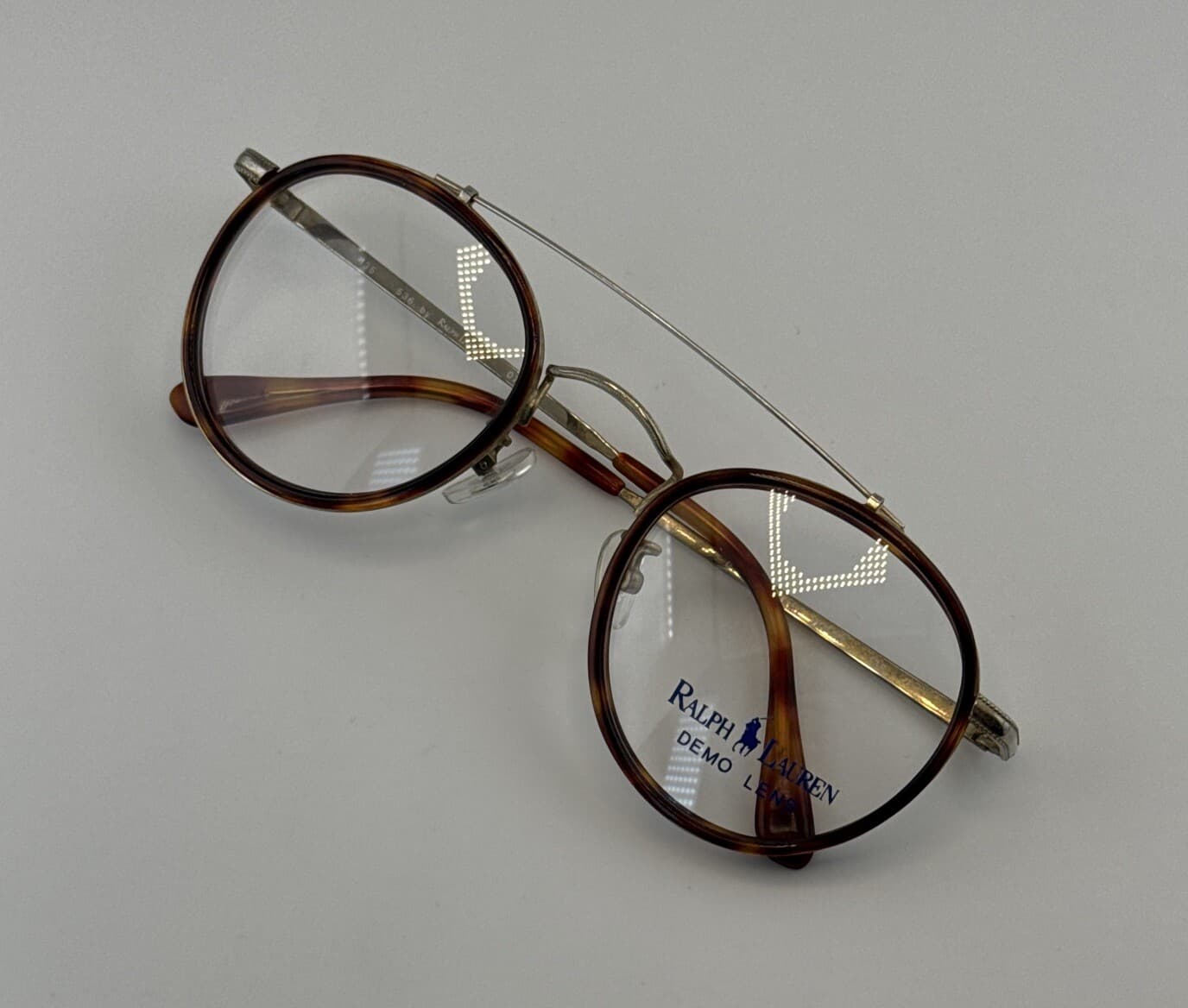 Vintage POLO RALPH LAUREN 536 Eyeglass 90s Round Eyewear Tortoise Antique Gold