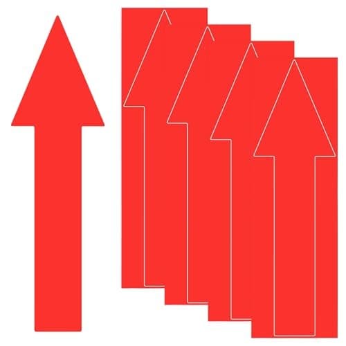4-Pack Arrow Sticker, 12 x 4 Inch/ 300 x 90 mm PVC Waterproof Self-Adhesive Red