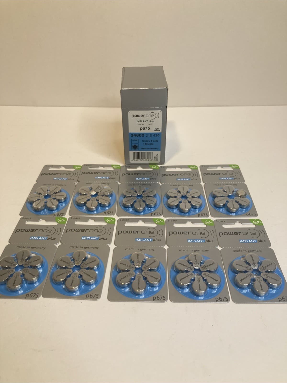 10 Pack 60 Batteries Power One Cochlear Hearing Aid Implant Plus Batteries P675