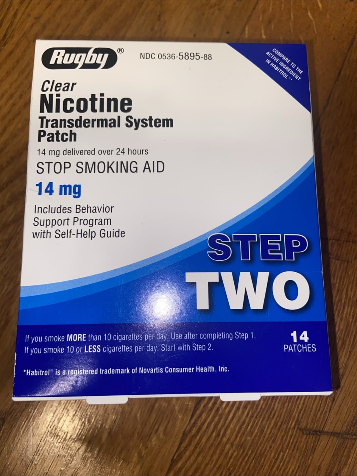 Rugby Clear Nicotine Transdermal System Patch - Step Two - 14mg (14 Patches)