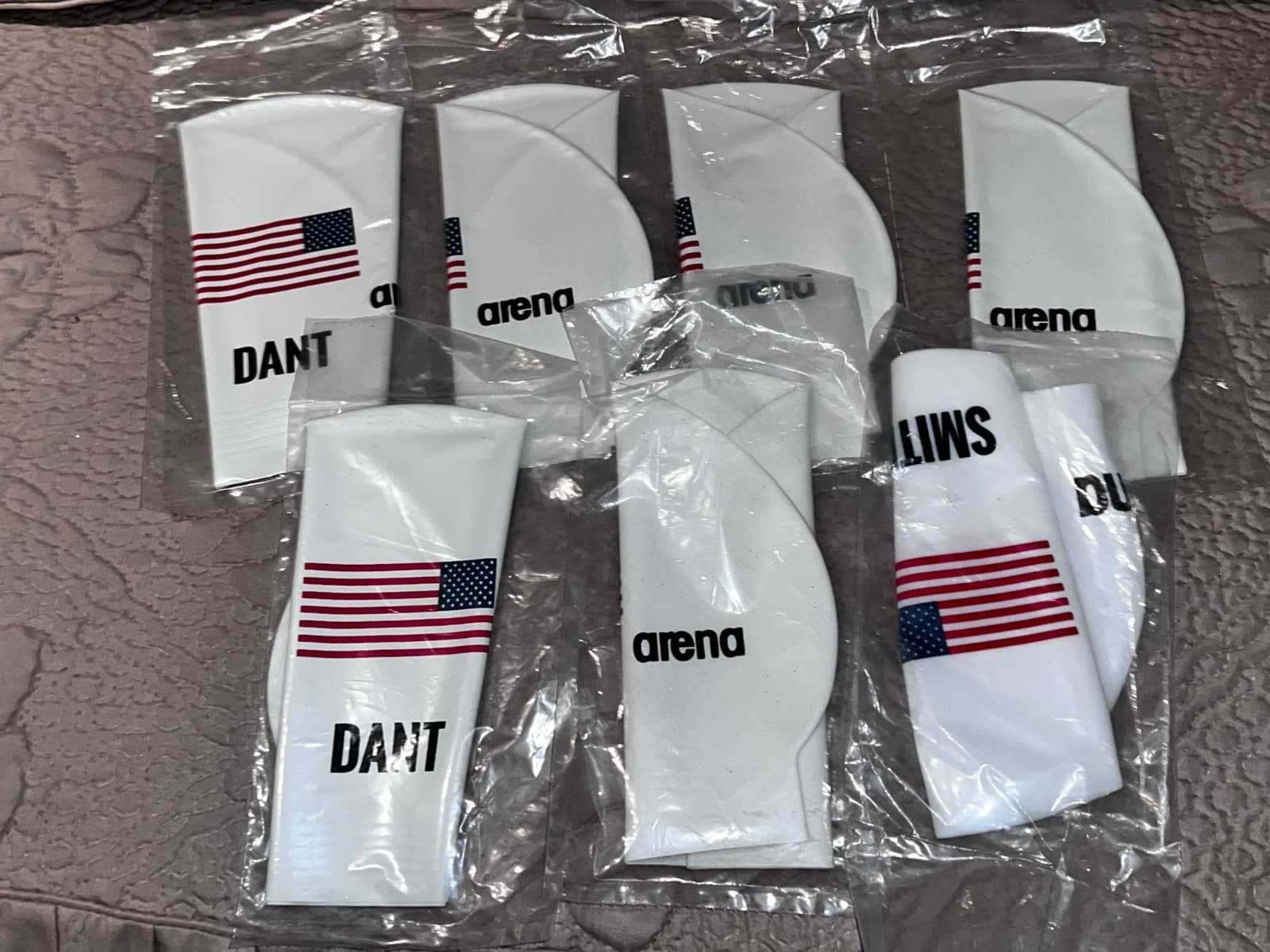 Arena Unisex USA Silicone Swim Cap for Women and Men Fitness Swimmers LOT OF 7