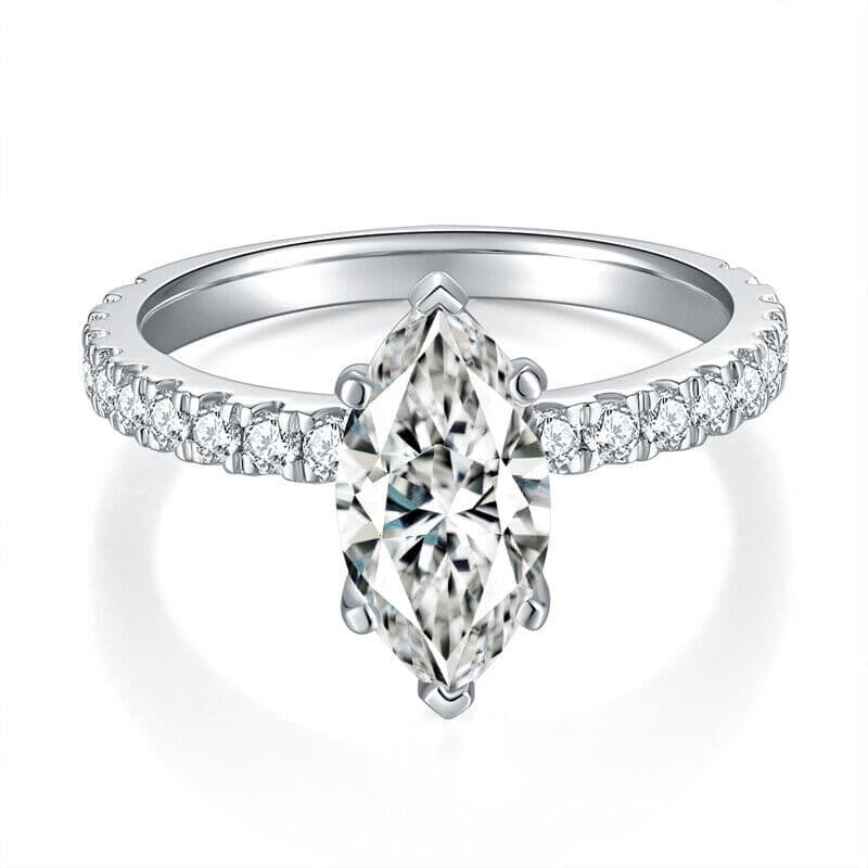 4Ct Marquise Cut VVS1 Moissanite Band Engagement Ring Women 925 Sterling Silver